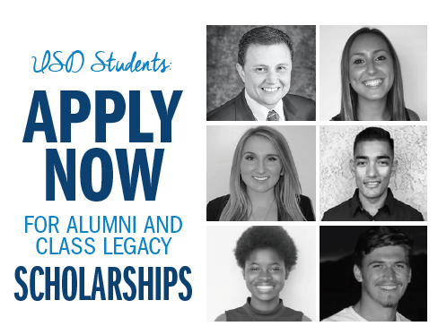 Applications are being accepted now through Feb. 25, 2019, for alumni and legacy scholarships offered at the University of San Diego.