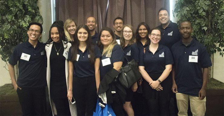 University of San Diego students in the TRiO McNair Scholars program, along with USD Director Ramiro Frausto (top row, far right), presented their research at the UCSD Summer Research Conference.
