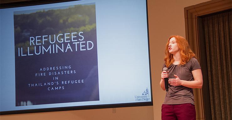 Erica Wright, a member of Refugees Illuminated, a USD Global Social Innovation finalist, talks about the student project about fire safety in Thailand refugee camps. The $50,000 GSIC final is June 23.