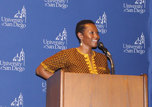 Dr. Monique Morris speaks at Copley Library