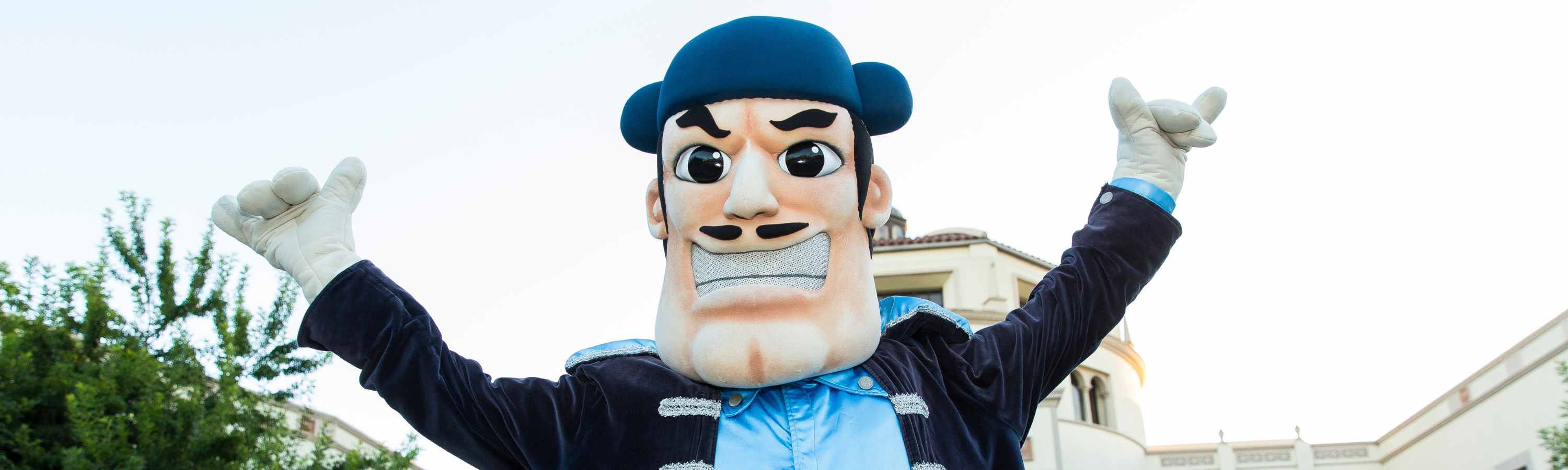Up close shot of Diego the Torero Mascot cheering