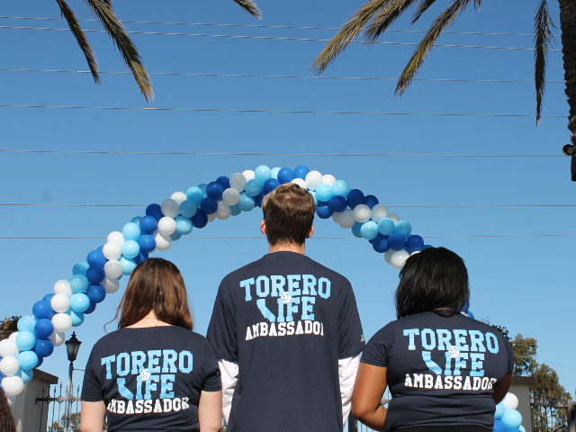 image of students wearing shirts with text of "Torero Life Ambassadors"