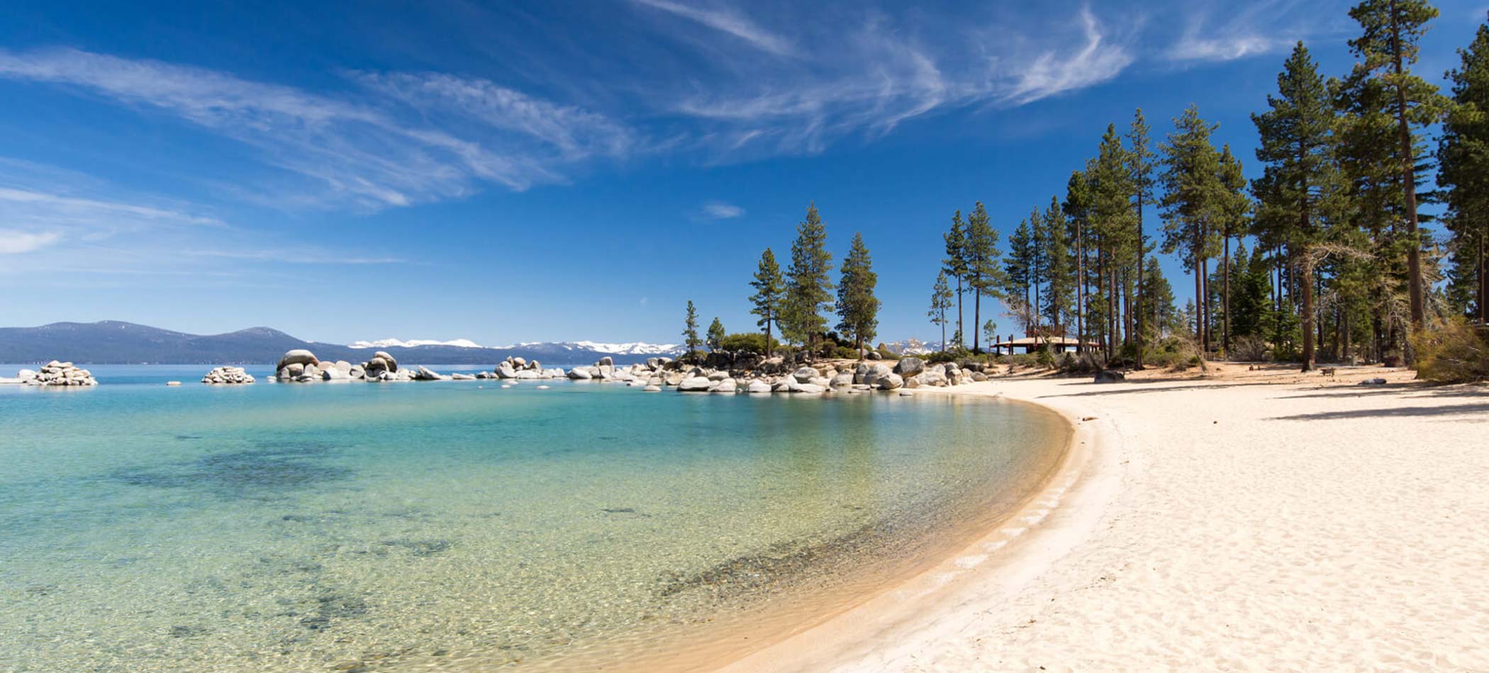 A small beach on the shores of Lake Tahoe