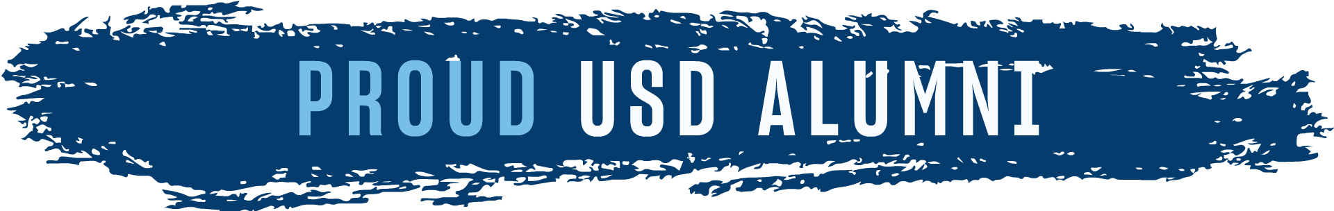 animated gif image of text that says "proud USD alumni"