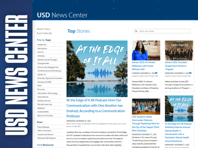 screenshot of usd news center
