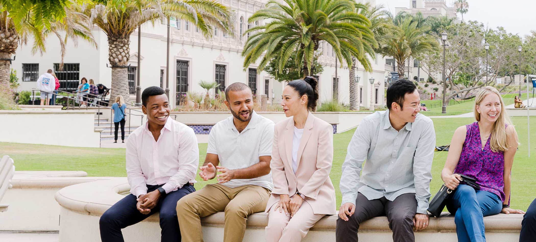 Students sitting outside