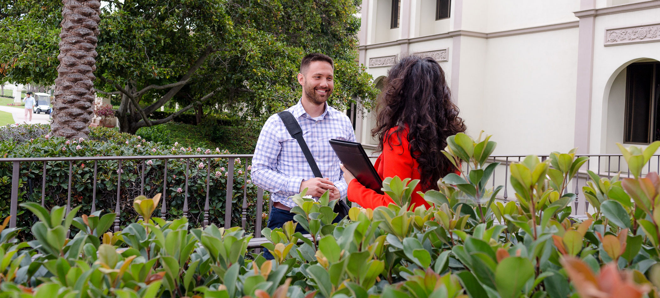 Students talking on campus