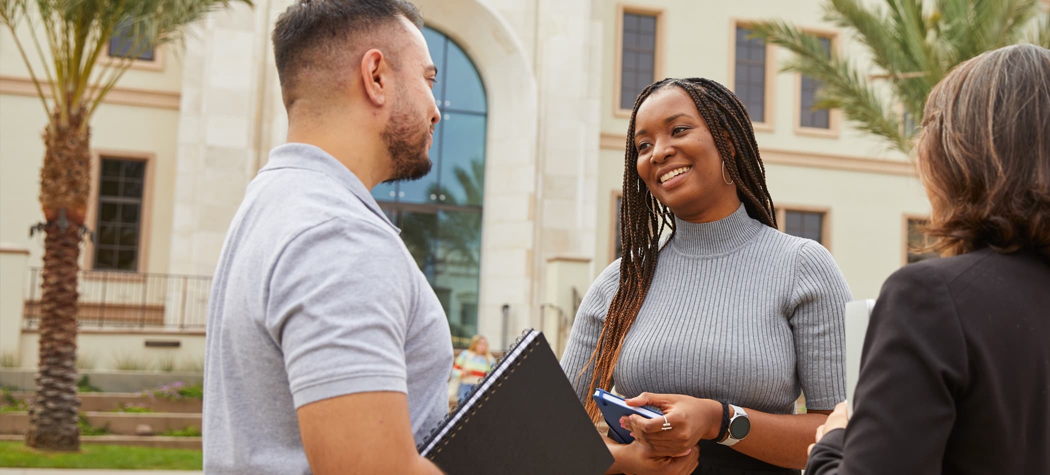 Students talking outside