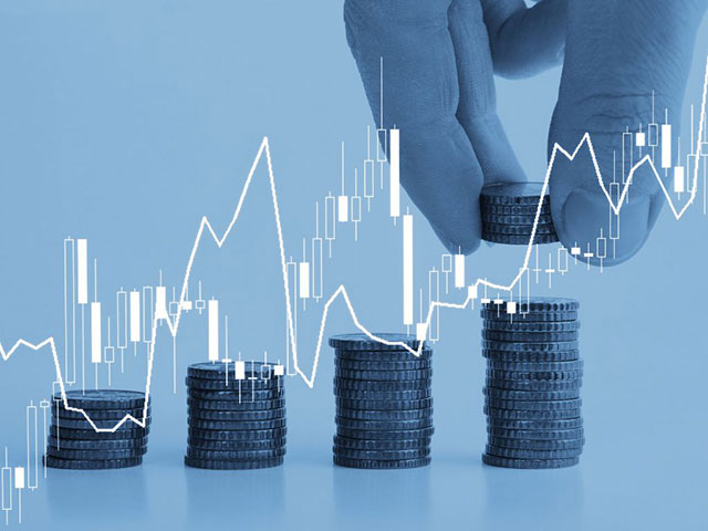 Abstract visual of charts and money