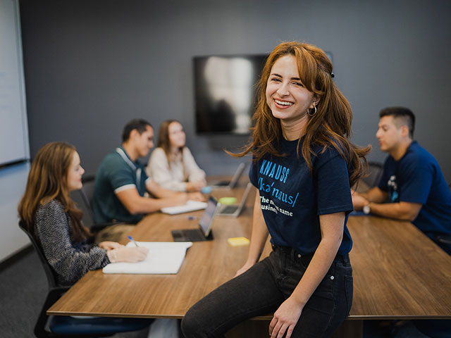 A student posing for the camera
