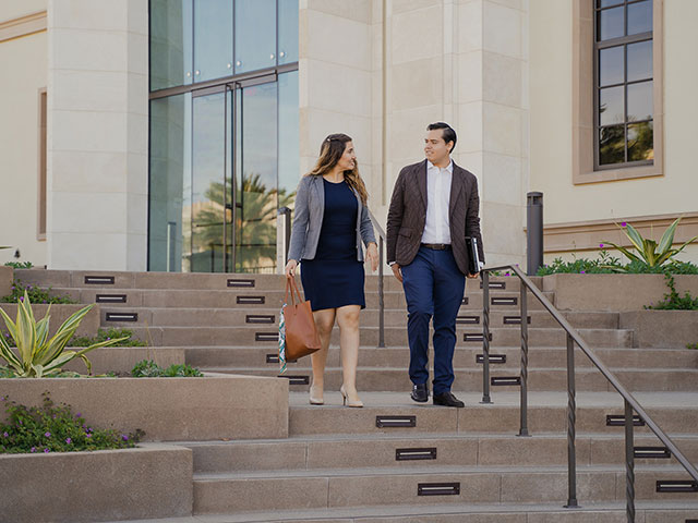 Students walking on campus