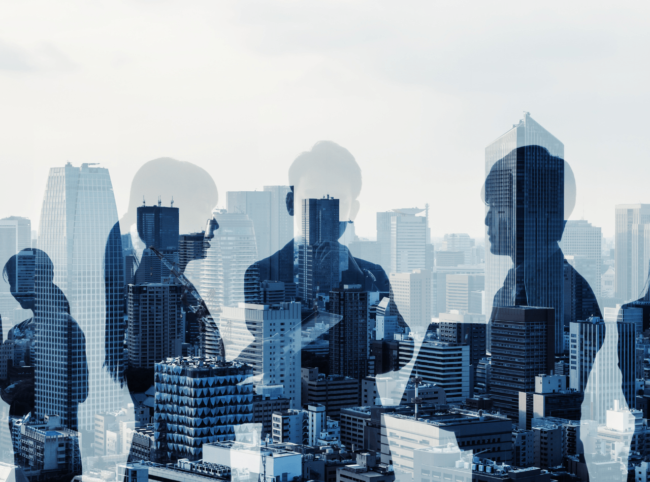 real estate buildings and people