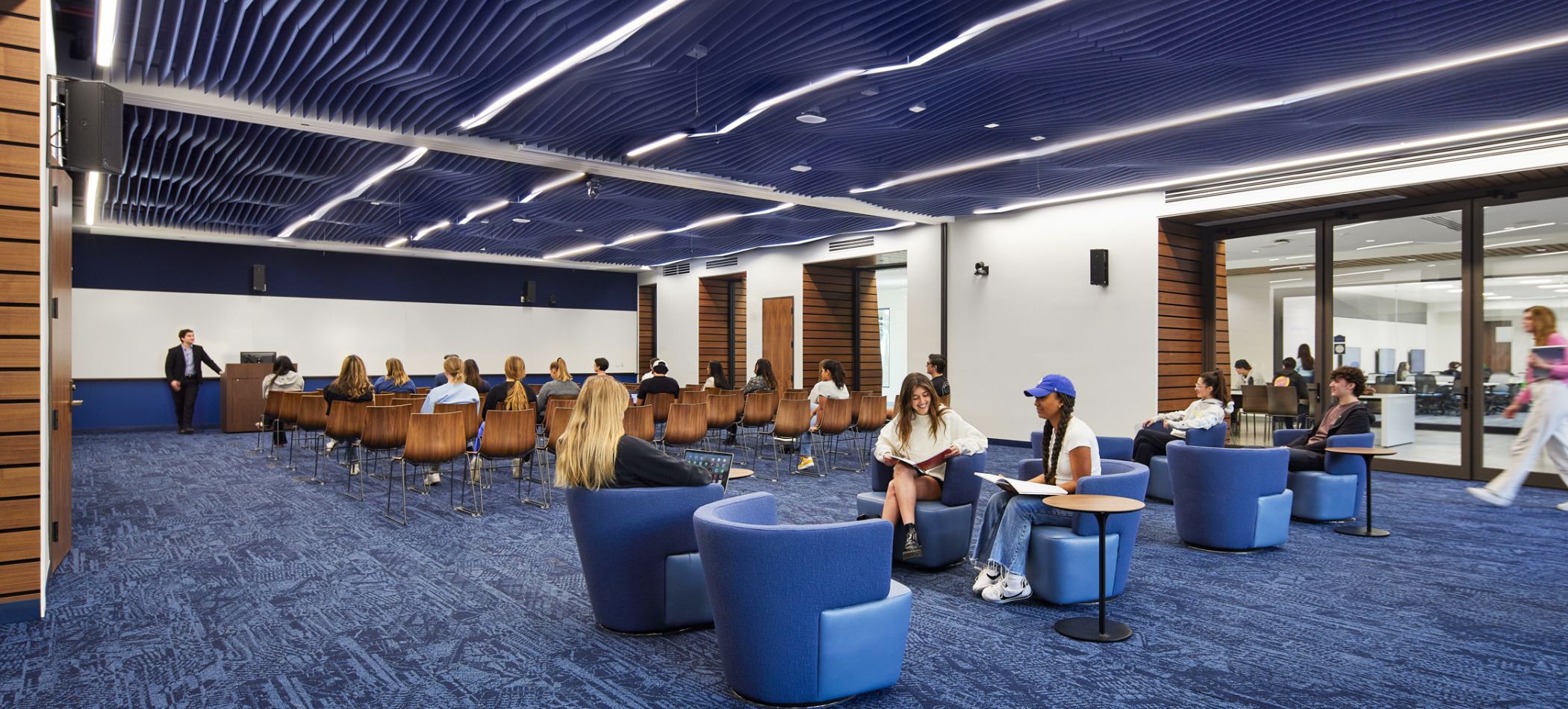 students in the knauss building