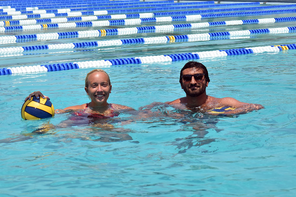 students playing water polo