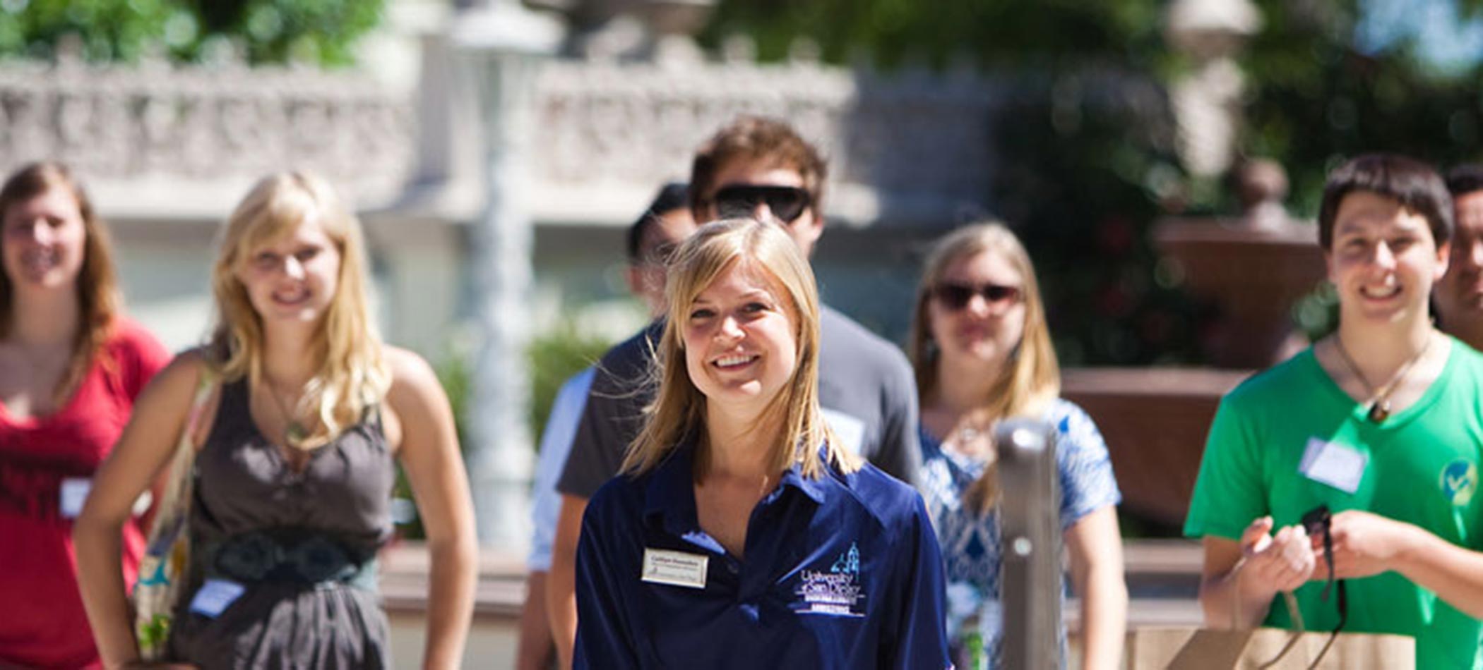 Parents walking on campus for a tour