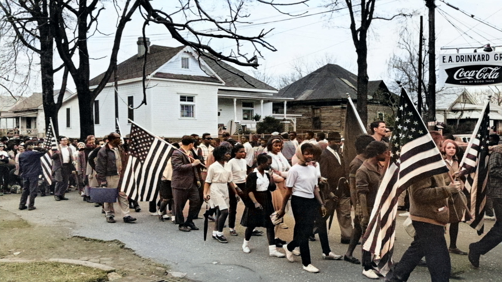 People and American flags