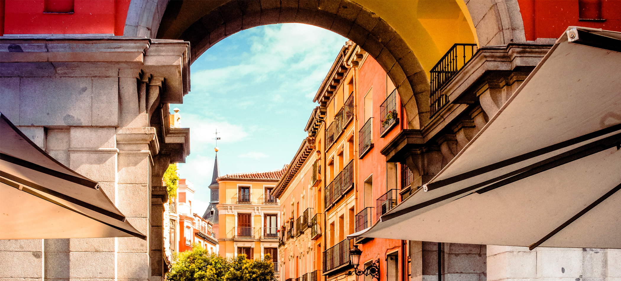 Colorful houses and a rooftop