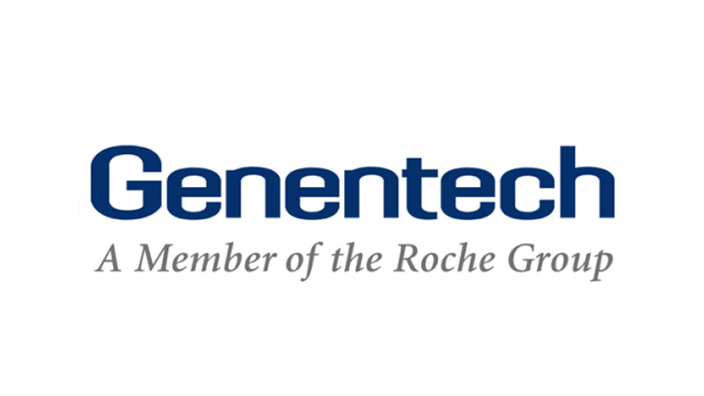Genentech logo. Includes text "A member of the Roche group"