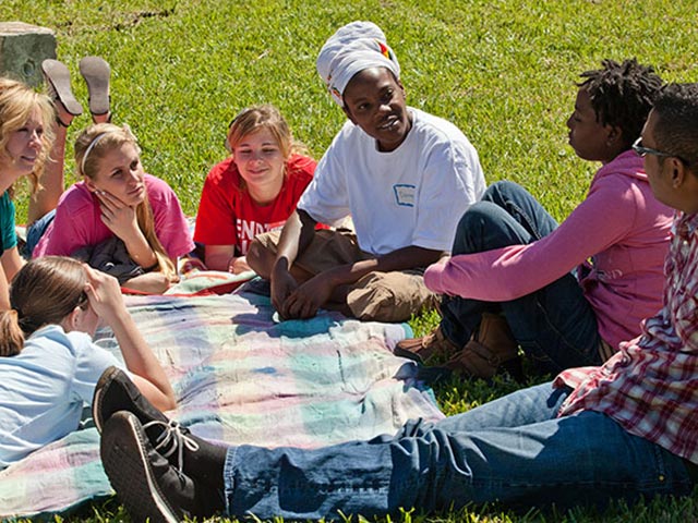 Students sitting and talking