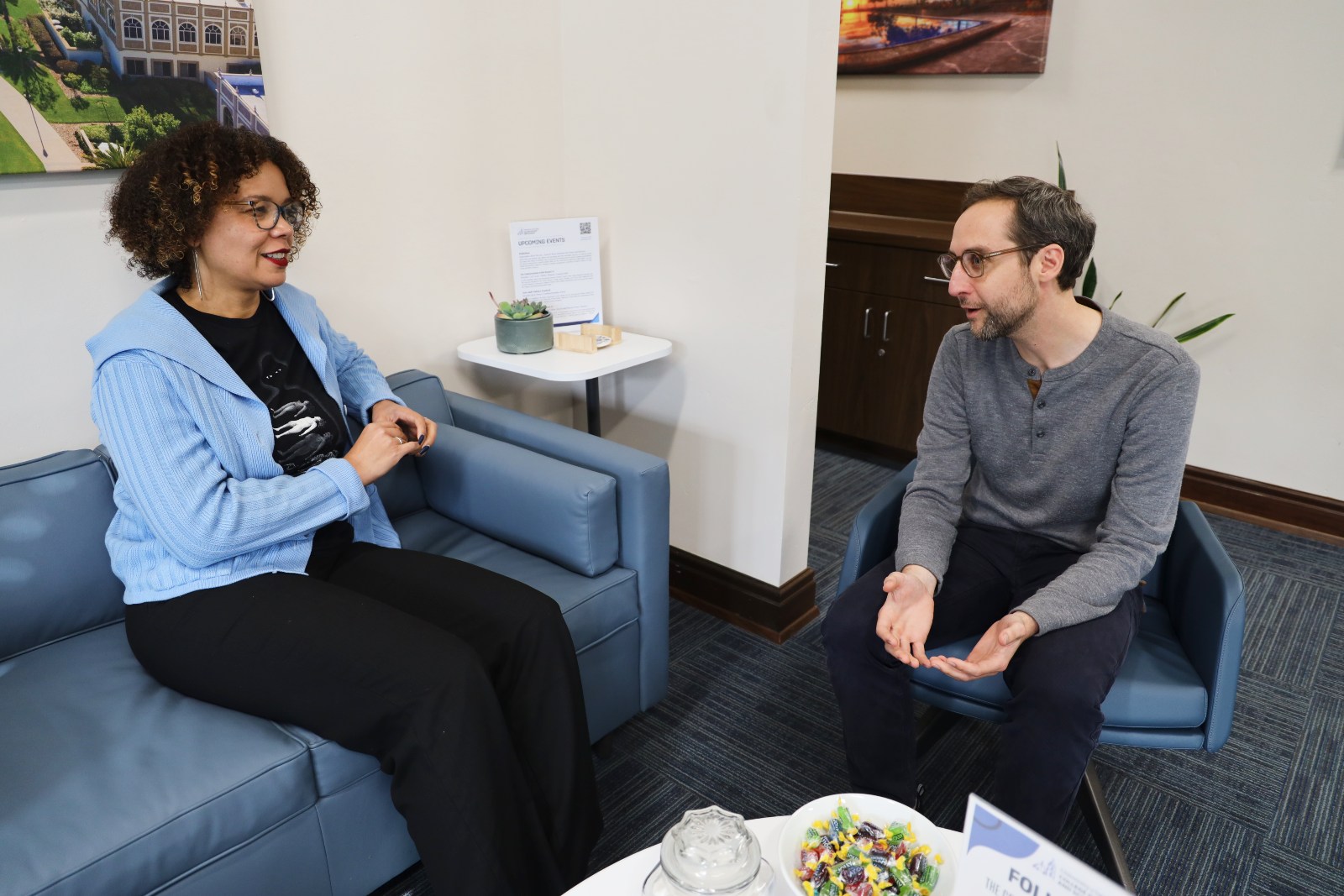 Associate Dean of Faculty Jillian Tullis and Physics and Biophysics Chair Ryan McGorty.