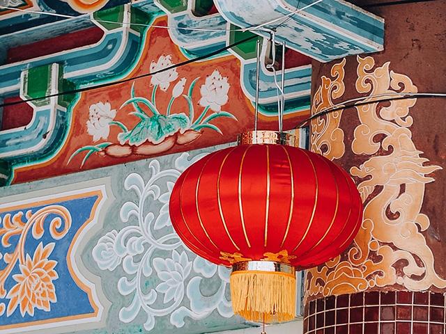 A colorful Chinese lantern.