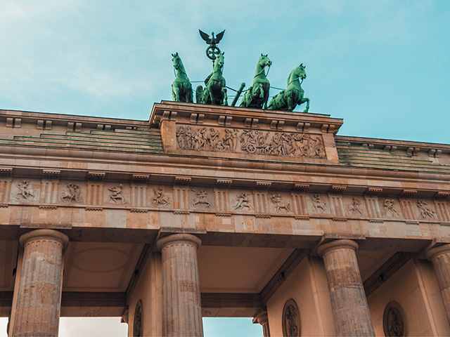 The Brandenburg Gate in Berlin, Germany.