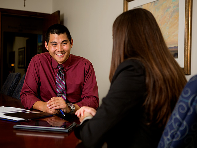 Students networking on campus