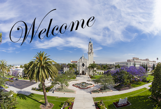 USD campus with text on image that says welcome