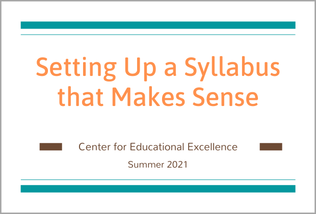 Setting Up a Syllabus that Makes Sense