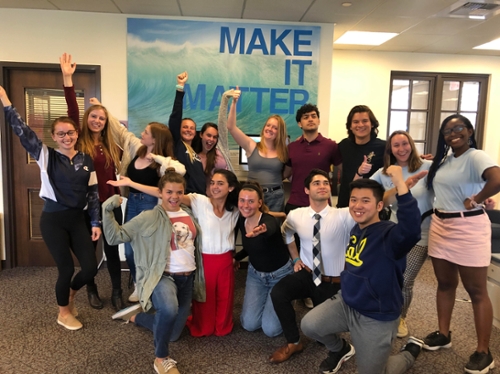 A group of students at Student life Pavilion