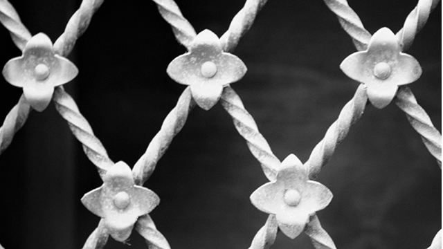 Close up of a fence on campus
