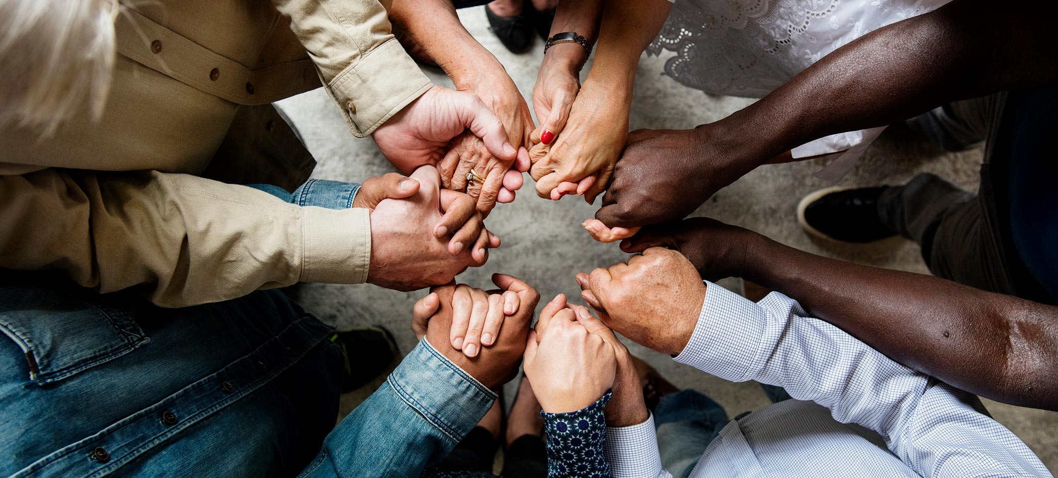 Holding hands in a circle