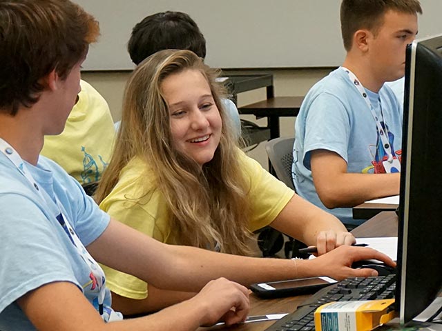 students working on computers