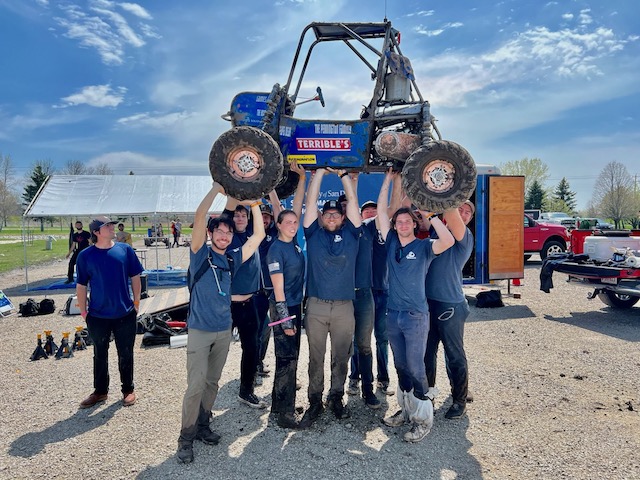 Students working on the SAE Baja project