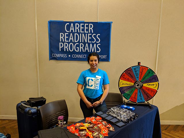 A student at an event
