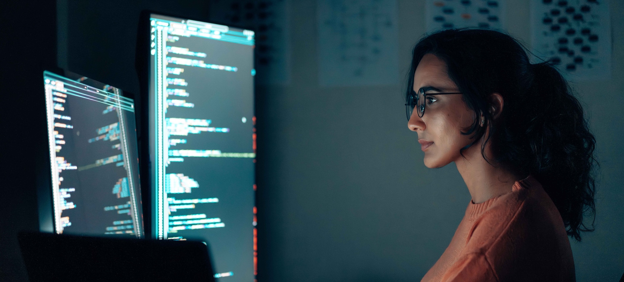 Data scientist working on computer
