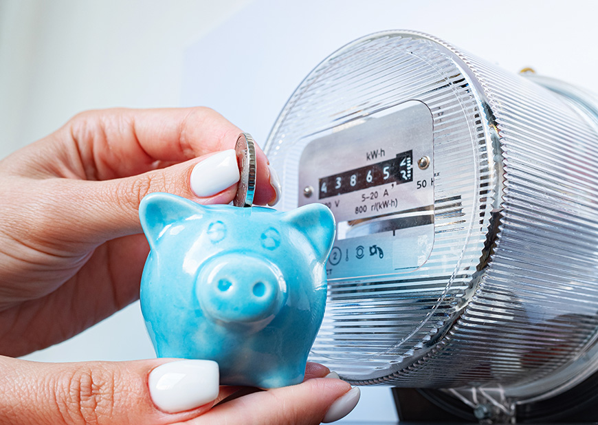 piggy bank with utility monitor