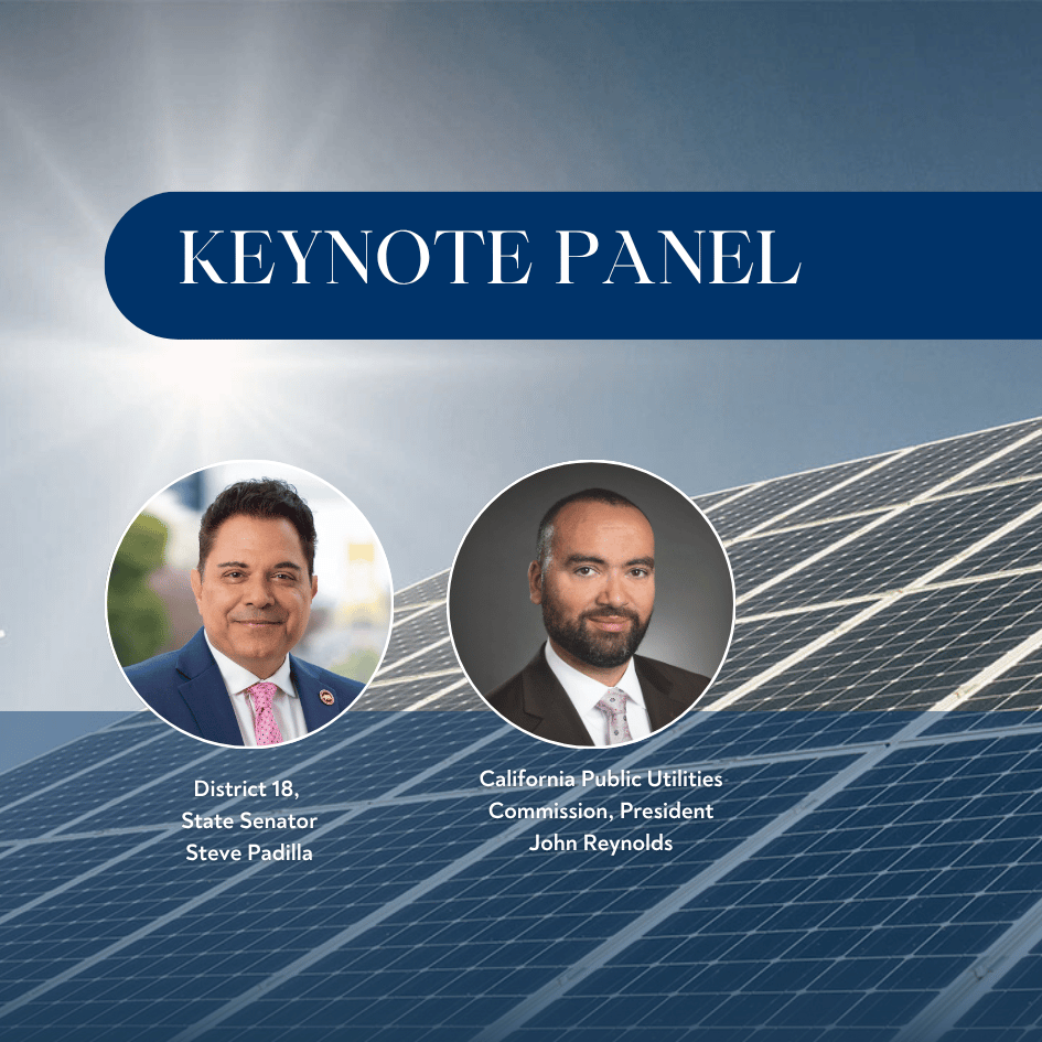 senator padilla and president reynolds with background solar panels