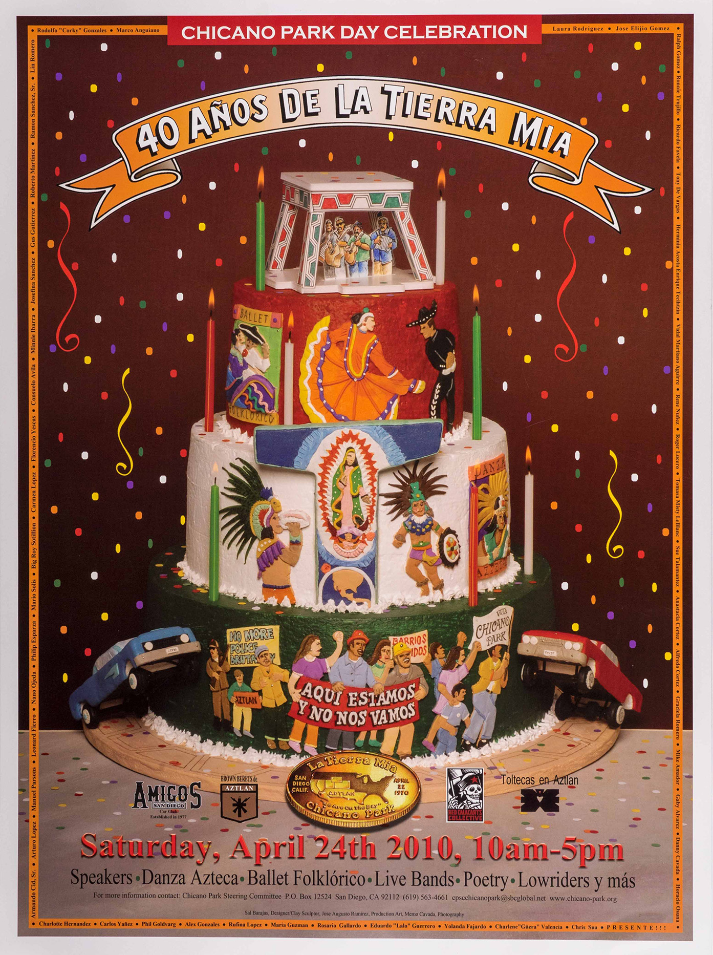 Chicano Park Day poster of a multi-tiered caked.