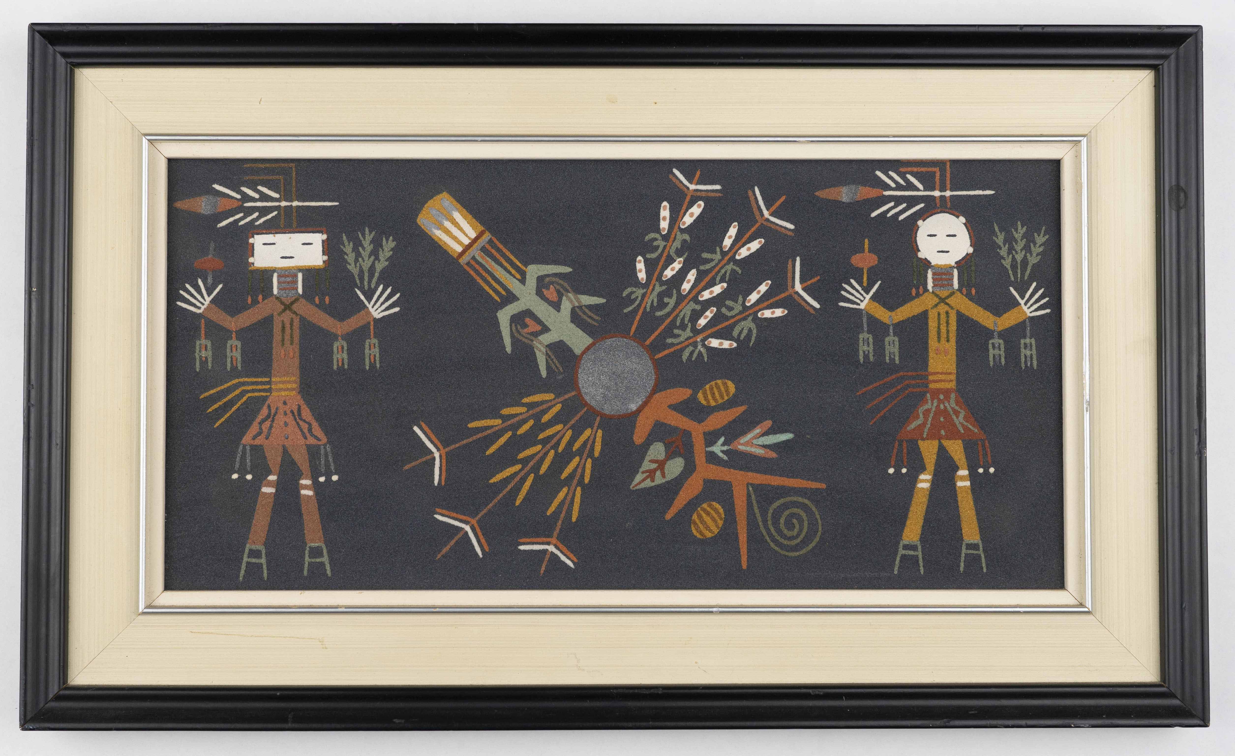Traditional Navajo pattern in brightly colored sand