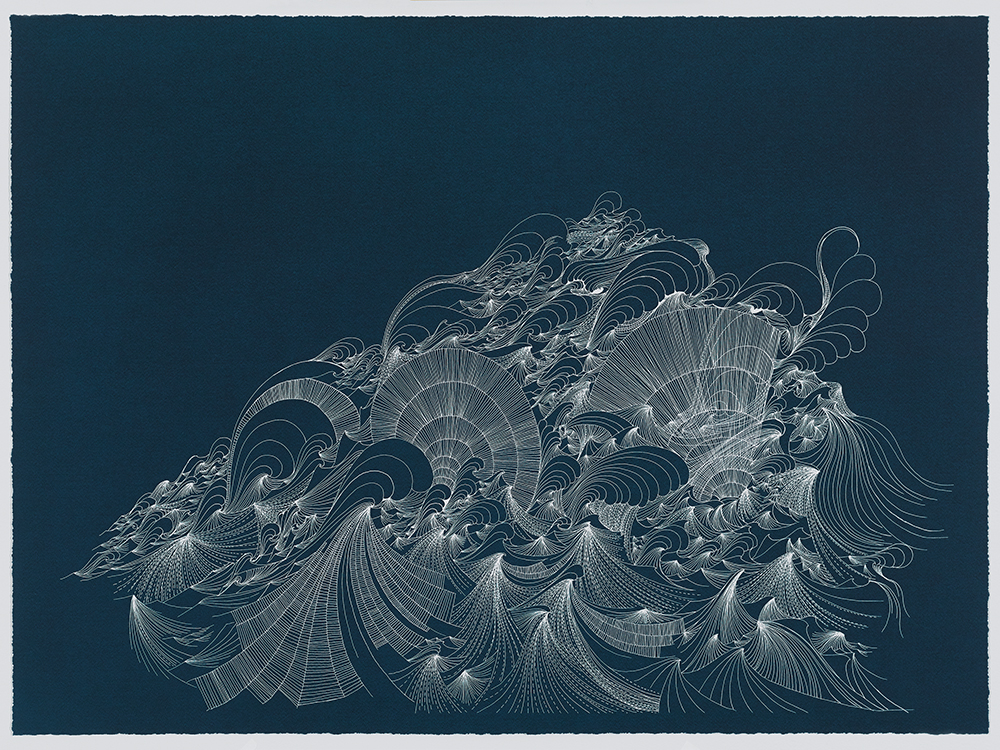 Cyanotype print of waves by Sandra Cinto
