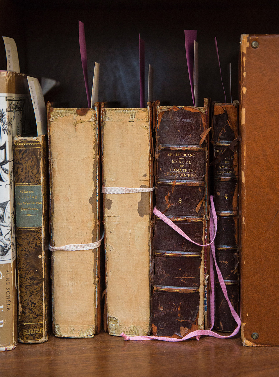 Reference books on a shelf in the Print Study Room.