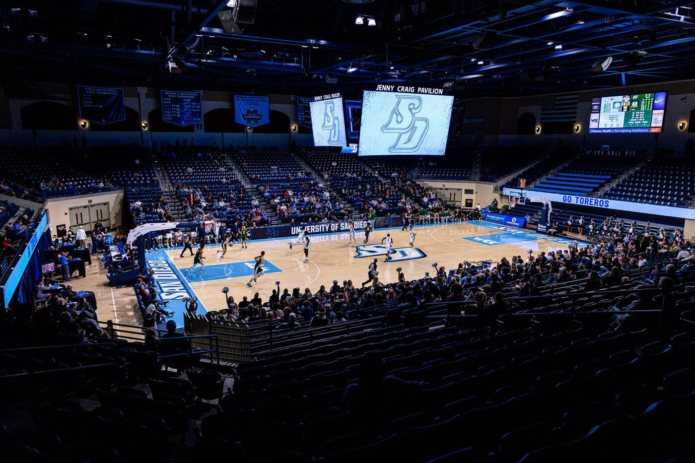 USD men's basketball team in the Jenny Craig Pavillion