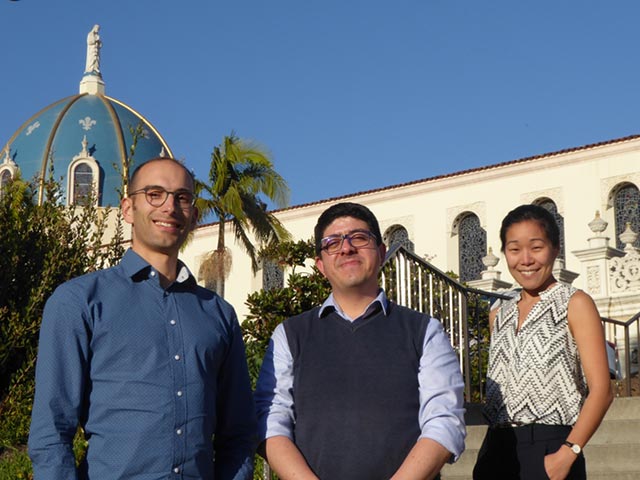 Dr. Mark Chapman (left), Dr. Joel Alejandro Mejia (center), and Dr. Diana Chen (right), Shiley-Marcos School of Engineering