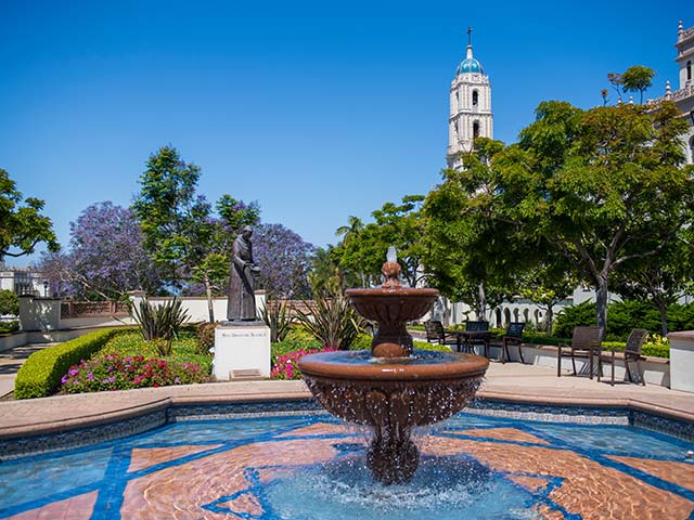 the fountain in front of maher hall