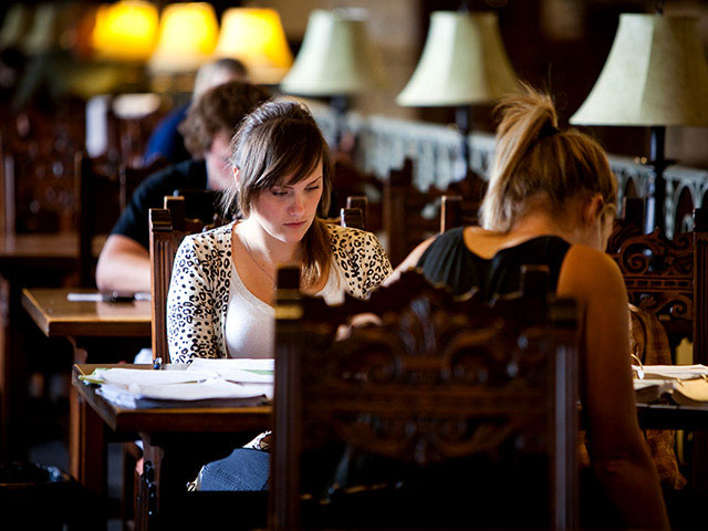 Students in Copley Library