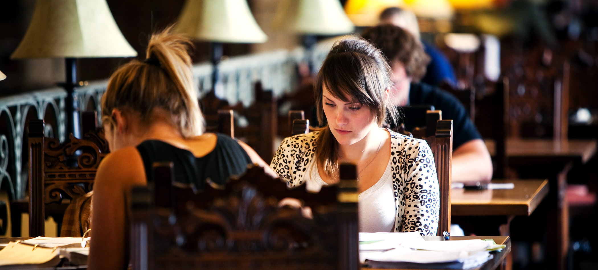 USD students studying in Copley Library on campus