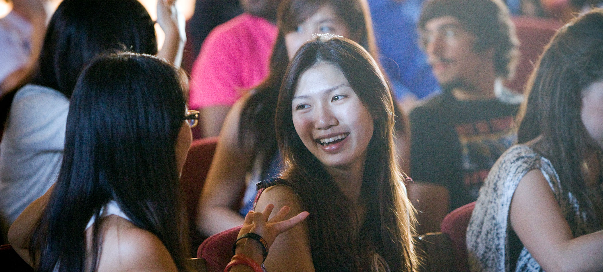 A USD student networks at an event