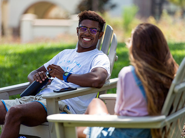Students talking on campus