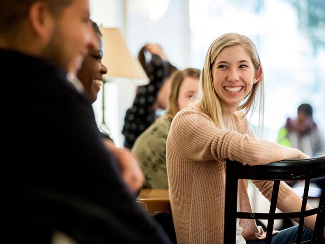 Students talking on campus